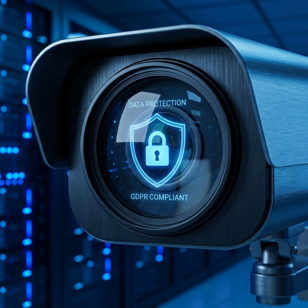 Cámara CCTV con escudo de protección de datos